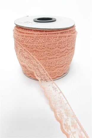 Somon Çiçek Desenli Dantel 100 Metre