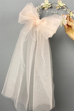 Somon Fiyonklu Ortanca Çiçekli Özel Gelin Kına Tacı