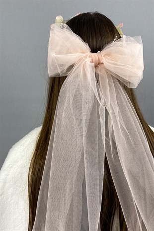 Somon Fiyonklu Ortanca Çiçekli Özel Gelin Kına Tacı