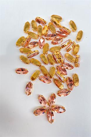 Somon Gold Zeminli Dikme Parlak Cam Mekik Boncuk 10 Adet