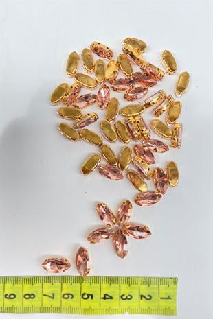 Somon Gold Zeminli Dikme Parlak Cam Mekik Boncuk 10 Adet