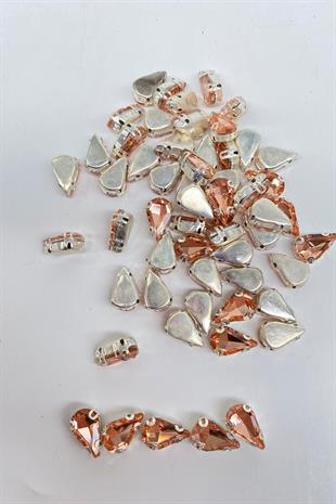 Somon Kasalı Dikme Parlak Cam Damla Boncuk 10 Adet