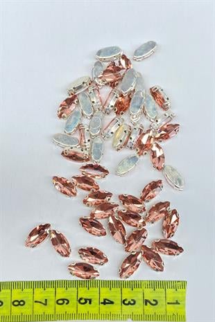 Somon Kasalı Dikme Parlak Cam Mekik Boncuk 10 Adet