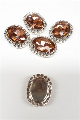 Somon Rengi Oval Kasalı Dikme Taş