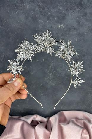 Yıldız Taş Detaylı Gelin Tacı Kına Gecesi ve Düğün İçin Saç Aksesuarı