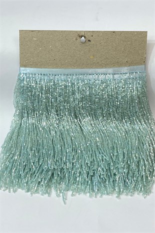 Su Yeşili Boncuklu 15 cm Saçak Püskül