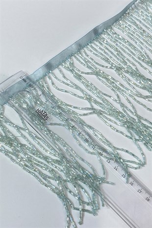 Su Yeşili Boncuklu 15 cm Saçak Püskül