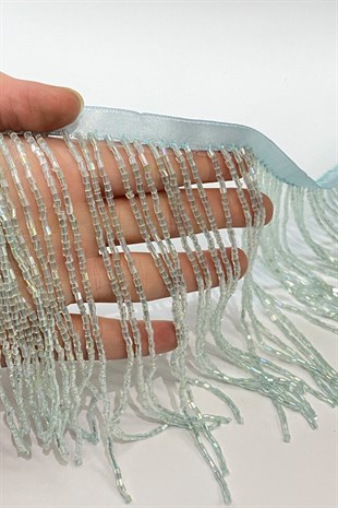 Su Yeşili Boncuklu 15 cm Saçak Püskül