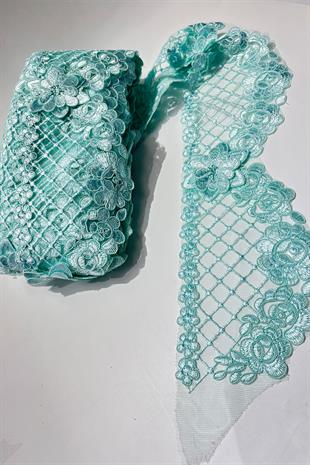 Su Yeşili  Fransız Güpür Kenar Dantel Şerit