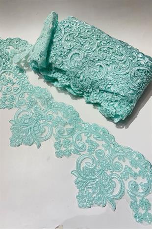 Su Yeşili  Fransız Güpür Kenar Dantel Şerit