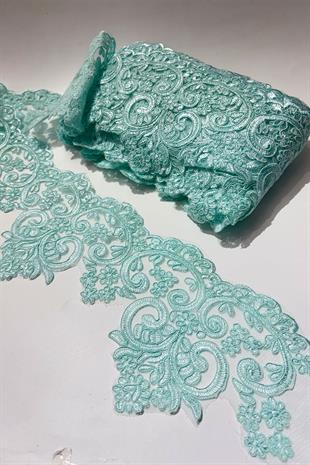 Su Yeşili  Fransız Güpür Kenar Dantel Şerit