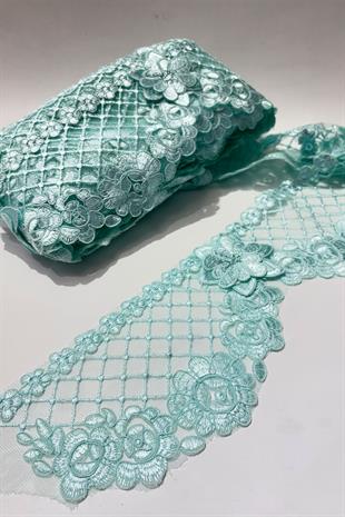 Su Yeşili  Fransız Güpür Kenar Dantel Şerit