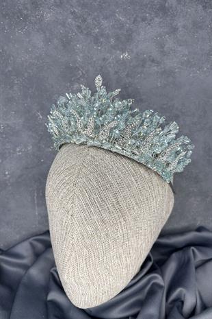 Aqua Green Livan Beaded Bridal Henna Crown Hair Accessory