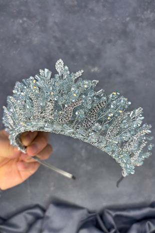 Aqua Green Livan Beaded Bridal Henna Crown Hair Accessory
