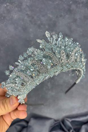 Aqua Green Livan Beaded Bridal Henna Crown Hair Accessory