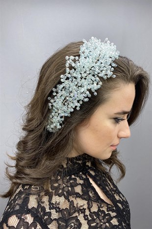 Water Green Pollux Crystal Stone Henna and Bridal Crown