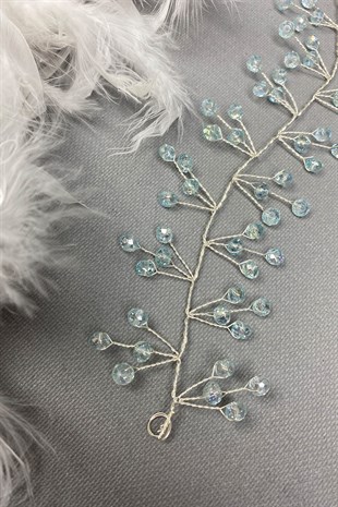 Aqua Green Vella Beaded Bridal Crown Hair Accessory