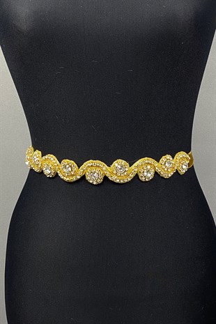 Su Yolu Abiye Elbise Aksesuarı Taşlı Bel Kemeri 