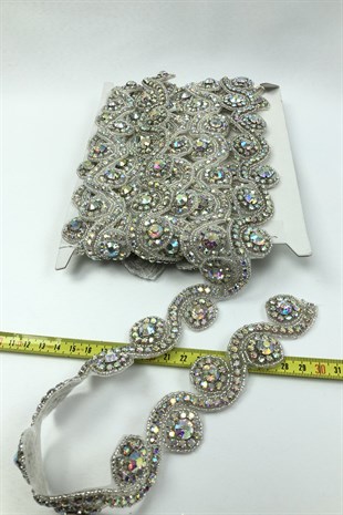 Su Yolu Model  Janjanlı Ütüyle Yapışan Taşlı Şerit