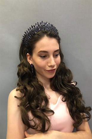 Sultan Model Purple Bridal Henna Tiara and Earring