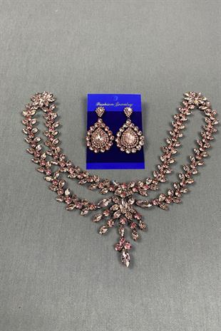 Sultan Stone Pediment Bridal Henna Hair Accessory and Drop Earrings