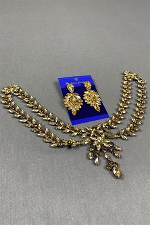 Sultan Stone Pediment Bridal Henna Hair Accessory and Fine Shuttle Earrings