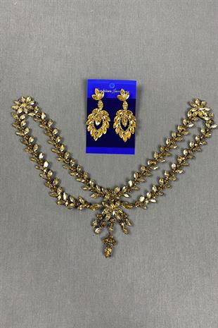 Sultan Stone Pediment Bridal Henna Hair Accessory and Shuttle Earrings