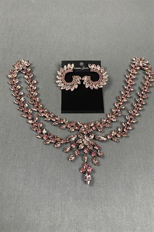 Sultan Stone Pediment Bridal Henna Hair Accessory and Round Stone Earrings