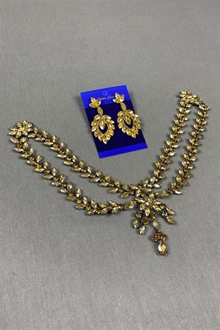 Sultan Stone Pediment Bridal Henna Hair Accessory and Shuttle Earrings