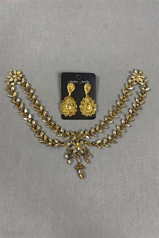 Sultan Stone Pediment Bridal Henna Hair Accessory and Drop Earrings