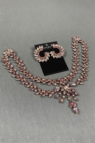 Sultan Stone Pediment Bridal Henna Hair Accessory and Round Stone Earrings
