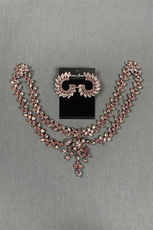 Sultan Stone Pediment Bridal Henna Hair Accessory and Round Stone Earrings