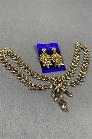 Sultan Stone Pediment Bridal Henna Hair Accessory and Drop Shuttle Earrings