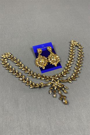 Sultan Stone Pediment Bridal Henna Hair Accessory and Shuttle Stone Earrings