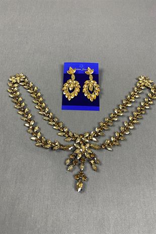 Sultan Stone Pediment Bridal Henna Hair Accessory and Shuttle Earrings