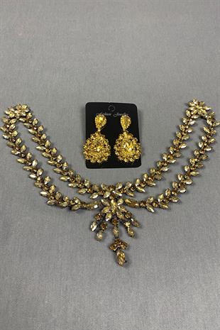 Sultan Stone Pediment Bridal Henna Hair Accessory and Drop Earrings
