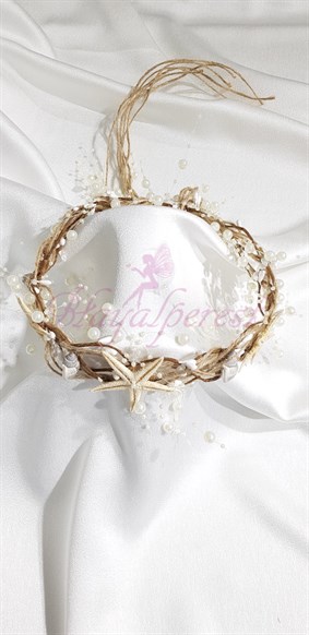 Krem Deniz Yıldızlı Hasırlı Taç