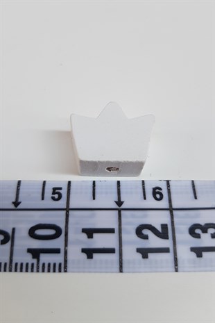 Taç Motifli Beyaz Ahşap Boncuk