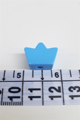 Taç Motifli Mavi Ahşap Boncuk