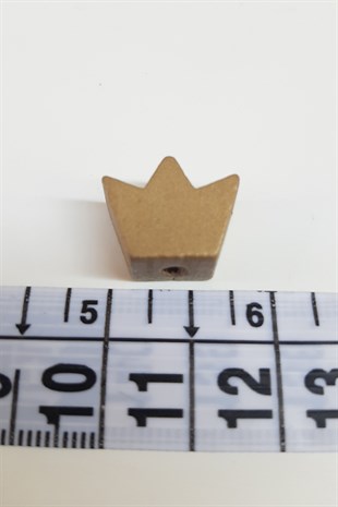 Taç Motifli Sarı Renk Ahşap Boncuk