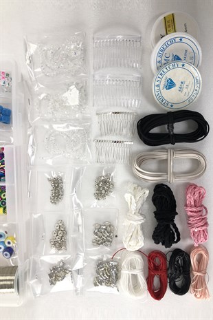 Takı Yapım Malzemesi Kristalli ve Taşlı Boncuklu Set
