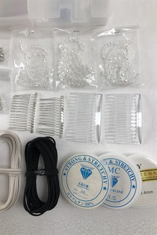 Takı Yapım Malzemesi Kristalli ve Taşlı Boncuklu Set