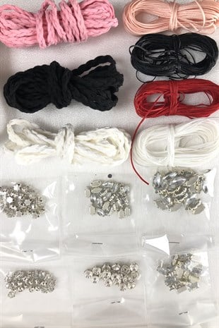 Takı Yapım Malzemesi Kristalli ve Taşlı Boncuklu Set