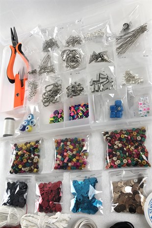 Takı Yapım Malzemesi Pul ve Ahşap Boncuklu Set