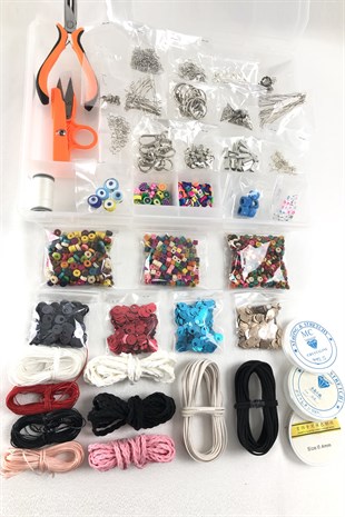 Takı Yapım Malzemesi Pul ve Ahşap Boncuklu Set