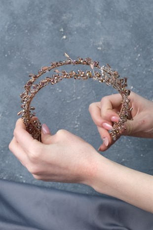 Talya Çift Sıralı Boncuklu Gelin Kına Tacı