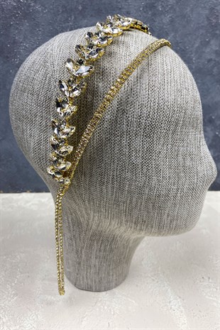 Tasarım Çift Sıra Sallantılı Gelin Tacı Saç Aksesuarı