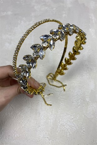 Tasarım Çift Sıra Sallantılı Gelin Tacı Saç Aksesuarı