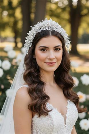 Designer Crystal Bead and Pearl Embellished Heavily Embellished Bridal Henna Tiara Wedding Engagement Hair Accessory