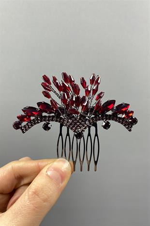 Stony Bead Embroidered Array Scalloped Bridal Hair Clip